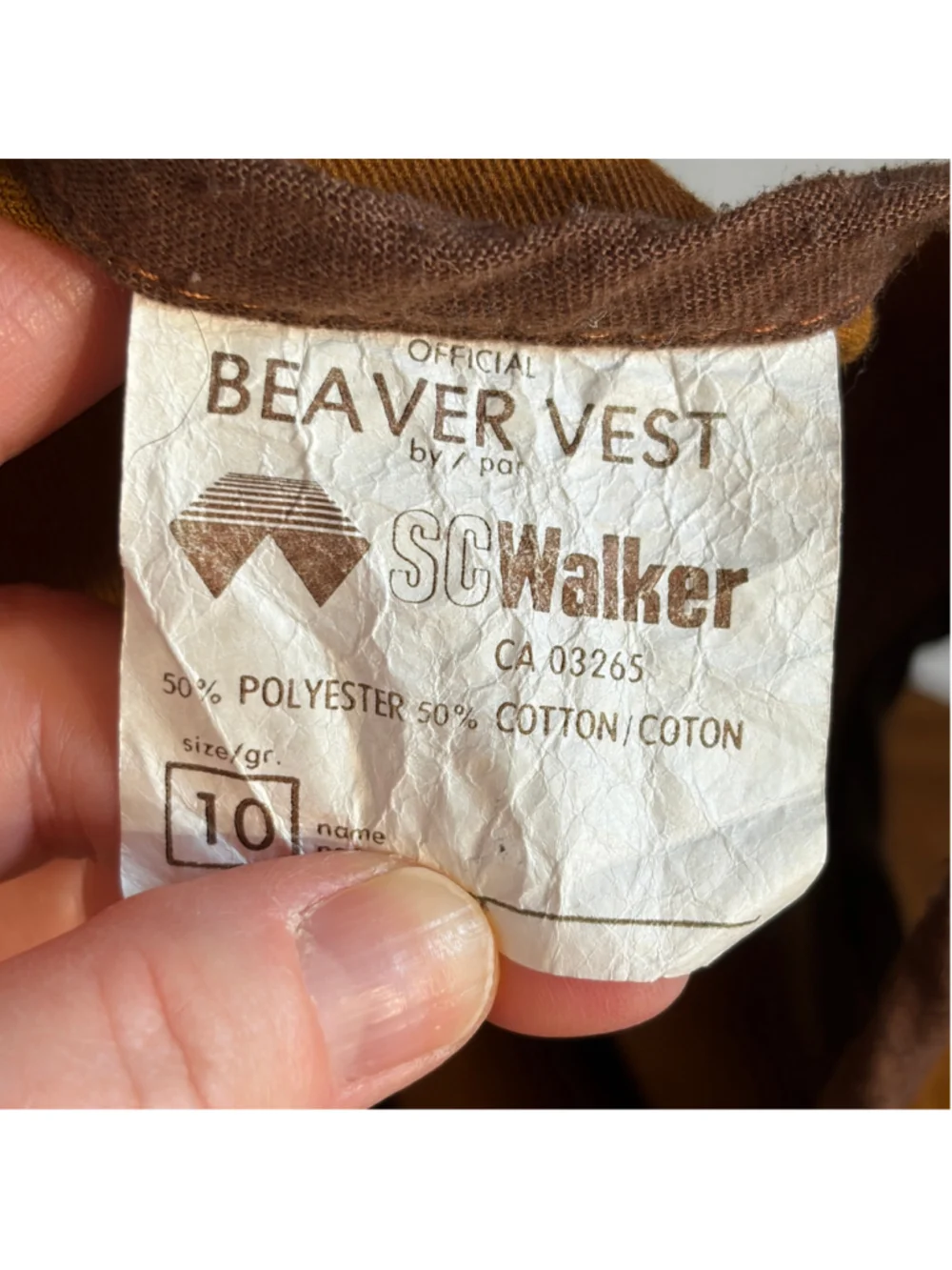 Vintage Beavers Canada Vest Youth Boy’s Size 10 Brown Blue Front Zipper Pockets